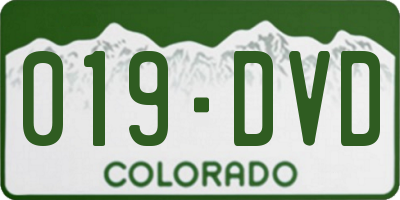 CO license plate 019DVD