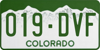 CO license plate 019DVF