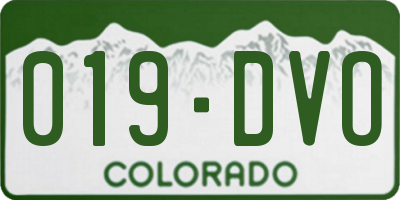 CO license plate 019DVO