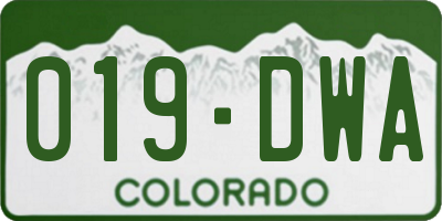 CO license plate 019DWA