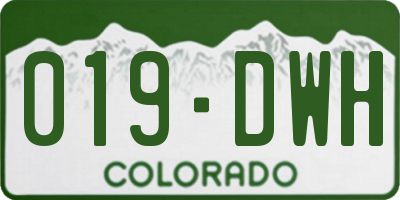 CO license plate 019DWH