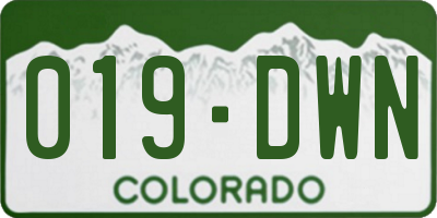 CO license plate 019DWN
