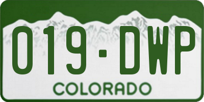 CO license plate 019DWP