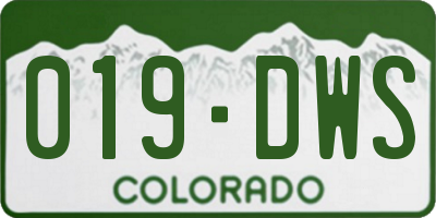 CO license plate 019DWS