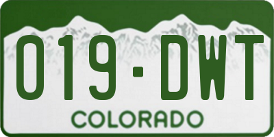 CO license plate 019DWT