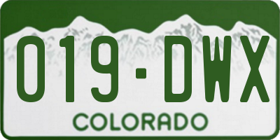 CO license plate 019DWX