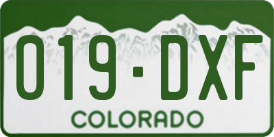 CO license plate 019DXF