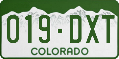 CO license plate 019DXT