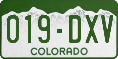 CO license plate 019DXV