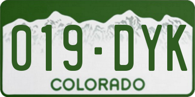 CO license plate 019DYK