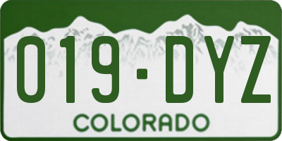 CO license plate 019DYZ