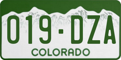 CO license plate 019DZA