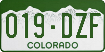CO license plate 019DZF