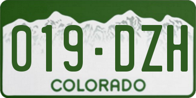 CO license plate 019DZH