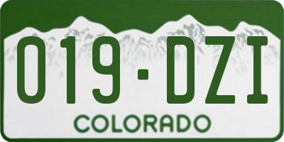 CO license plate 019DZI