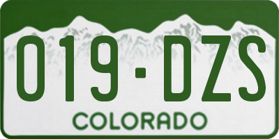 CO license plate 019DZS