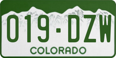 CO license plate 019DZW