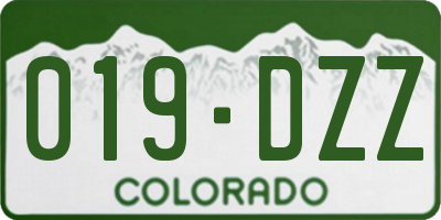 CO license plate 019DZZ