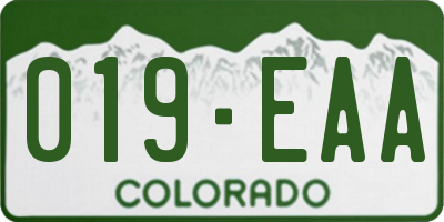 CO license plate 019EAA