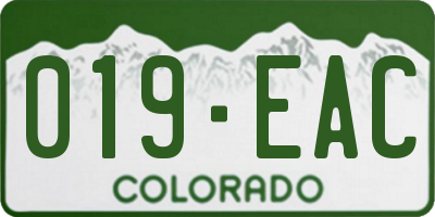 CO license plate 019EAC