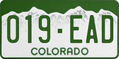CO license plate 019EAD