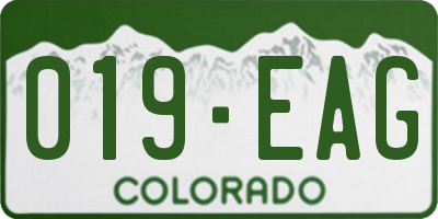 CO license plate 019EAG