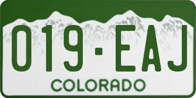 CO license plate 019EAJ