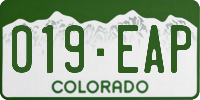 CO license plate 019EAP