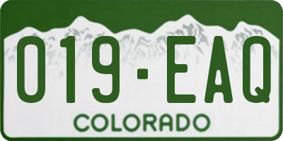 CO license plate 019EAQ