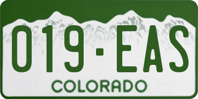 CO license plate 019EAS