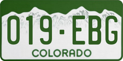CO license plate 019EBG