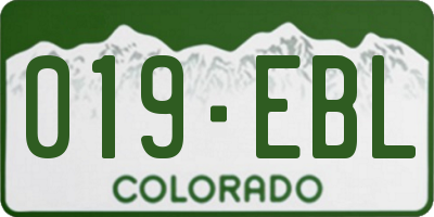 CO license plate 019EBL