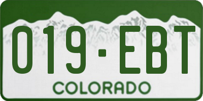 CO license plate 019EBT