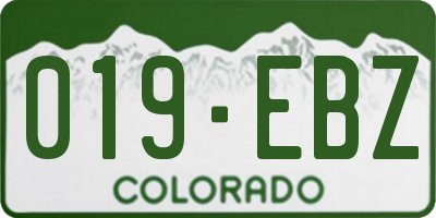 CO license plate 019EBZ