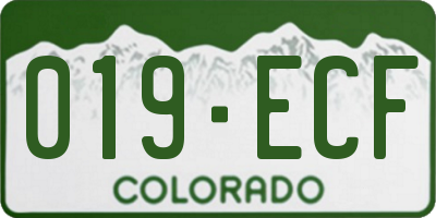 CO license plate 019ECF