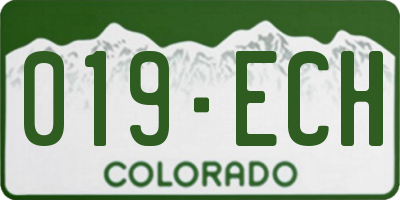 CO license plate 019ECH