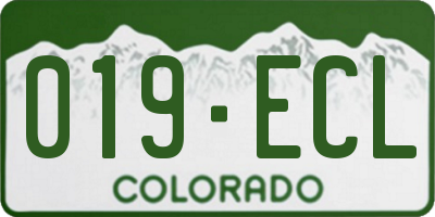 CO license plate 019ECL