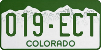 CO license plate 019ECT