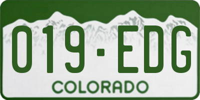 CO license plate 019EDG