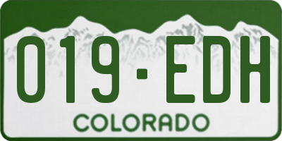 CO license plate 019EDH
