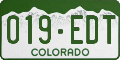 CO license plate 019EDT