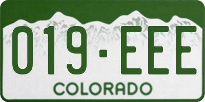 CO license plate 019EEE