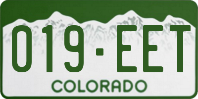 CO license plate 019EET
