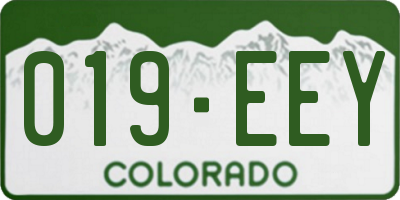 CO license plate 019EEY