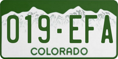 CO license plate 019EFA