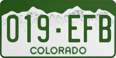 CO license plate 019EFB