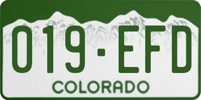 CO license plate 019EFD