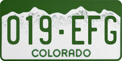CO license plate 019EFG