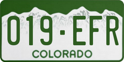 CO license plate 019EFR
