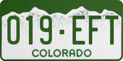 CO license plate 019EFT